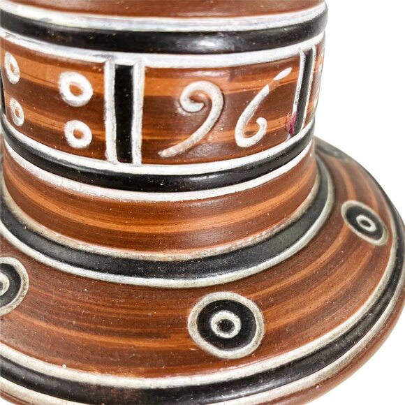 Latin American Mexico Pottery Red Clay Terracotta Carved Inca Aztec 4.5 Vase u - Picture 2 of 4